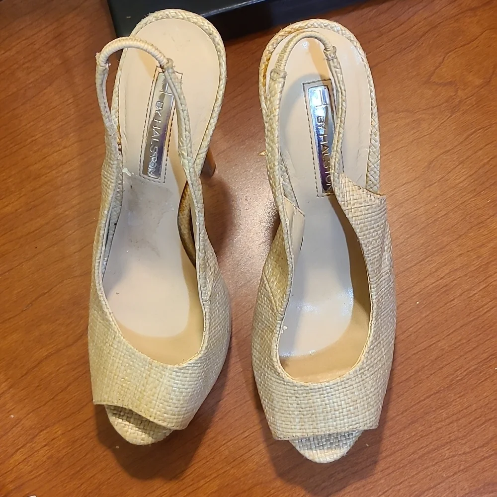 H by Halston Gold Slingback Platform Heels